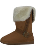 S5520L - Women's Micro Suede Fold Over Faux Fur Lined Boots Beige (S5520L-C) S5520L-C-6TO11