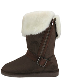 S5520L - Women's Micro Suede Fold Over Faux Fur Lined Boots
