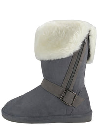 S5520L - Women's Micro Suede Fold Over Faux Fur Lined Boots