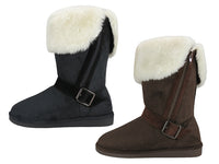 S5520L - Women's Micro Suede Fold Over Faux Fur Lined Boots