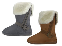 S5520L - Women's Micro Suede Fold Over Faux Fur Lined Boots