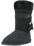 S5570L - Women's Microfiber Knitts Faux Fur Lined Boots Black (S5570L-B) S5570L-B-6TO11