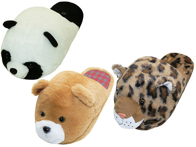 S612L-A - Wholesale Women's Plush Novelties Animals Head Warm House Slippers