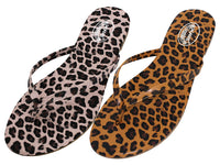 S7059L-A - Wholesale Women's " Wave " Leopard Printed Upper Thong Sandals
