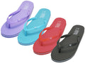 S8069L - Women's "Easy USA" Soft Comfortable Rubber Zori Flip Flops Assorted - Black, Purple, Red & Blue (S8069L-A) S8069L-A-MTOXL