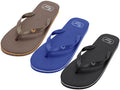 S8069-M - Men's "Easy USA" Super Soft Comfortable Rubber Zori Flip Flops Assorted - Brown Blue & Black S8069-M-STOXL