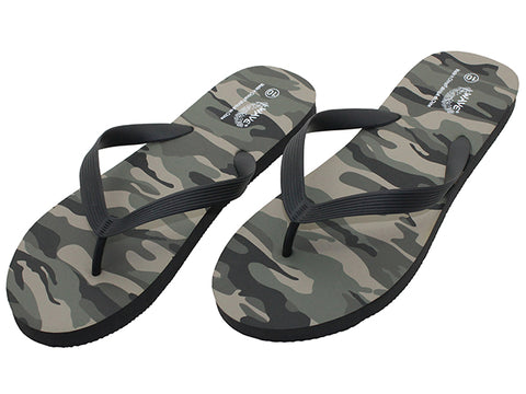 S8079-M - Wholesale Men's "Wave" Comfortable Super Soft Upper Green Camouflage Thong Sandals
