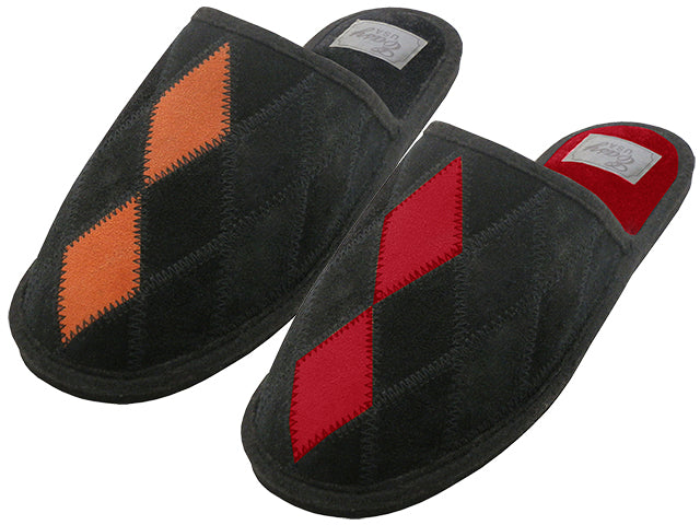 S808-L - Wholesale Women's "Easy USA" Close Toe Leather Patch Upper House Slippers