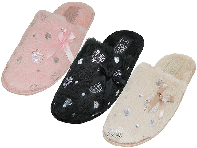 S8188L-A - Wholesale Women's "Easy USA" Close Toes Comfortable House Slippers with Bow Top