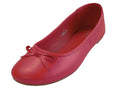 S8500L - Women's "Easy USA" Comfort Soft PU Upper Ballet Flat Shoes Red (S8500L-Red) S8500L-Red-6TO11