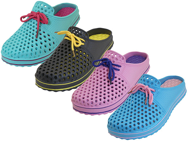 S8840L-A - Wholesale Women's "Easy USA" Slip on Hollow Upper Open Back Soft Clogs