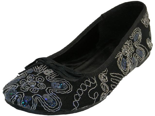 S9100L - Women's "Easy USA" Sequin Ballet Flat Shoes