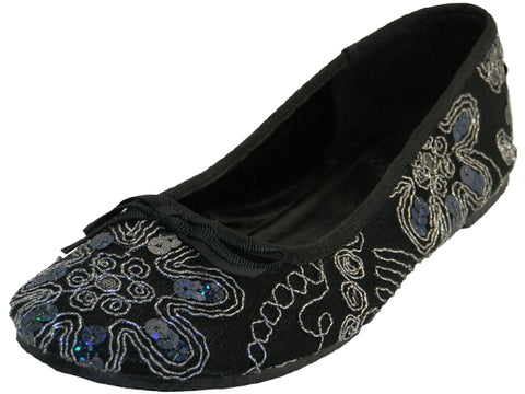 S9100L - Women's "Easy USA" Sequin Ballet Flat Shoes