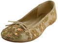 S9100L - Women's "Easy USA" Sequin Ballet Flat Shoes Gold (S9100L-G) S9100L-G-5TO10