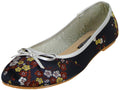 S9200L - Women's "Easy USA" Satin Brocade Ballet Flat Shoes Black (S9200L-B) S9200L-B-5TO10