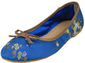 S9200L - Women's "Easy USA" Satin Brocade Ballet Flat Shoes Blue (S9200L-Blue) S9200L-Blue-5TO10