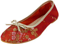 S9200L - Women's "Easy USA" Satin Brocade Ballet Flat Shoes Red (S9200L-R) S9200L-R-5TO10