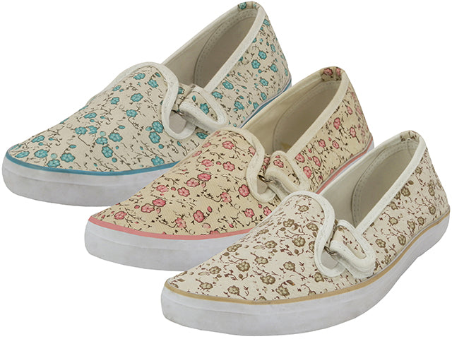 SS0530 - SS0530L-A - Wholesale Women's "Easy USA" Floral Print Canvas Shoes with Velcro