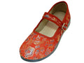 T2-112L - Women's "Easy USA" Satin Brocade Upper Mary Jane Shoes Red (T2-112L-R) T2-112L-R-5TO10