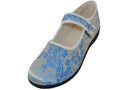T2-113L - Women's "Easy USA" Satin Brocade Plum Flower Upper Mary Jane Shoes Lt. Blue (T2-113L-X) T2-113L-X-6TO11