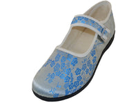 T2-113L - Women's "Easy USA" Satin Brocade Plum Flower Upper Mary Jane Shoes