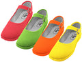 T2-115G - Girl's "Easy USA" Cotton Upper Mary Jane Shoes Assorted - Green, Yellow, Red & Orange (T2-115G-C) T2-115G-C-11TO4