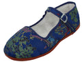 T2-119C - Youth's Satin Brocade Upper Classic Mary Jane Shoes Navy (T2-119C-N) T2-119C-N-27TO34