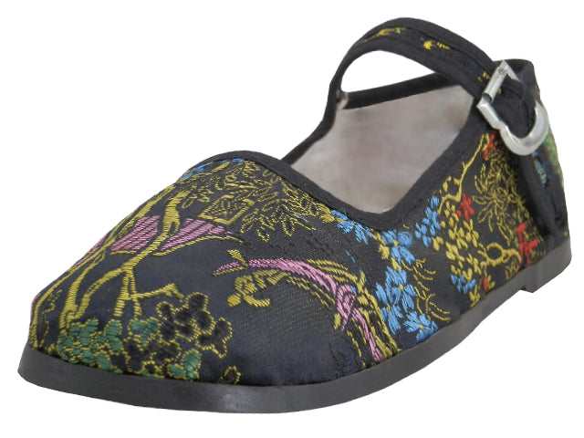T2-119-I - Child's Satin Brocade Upper Classic Mary Jane Shoes