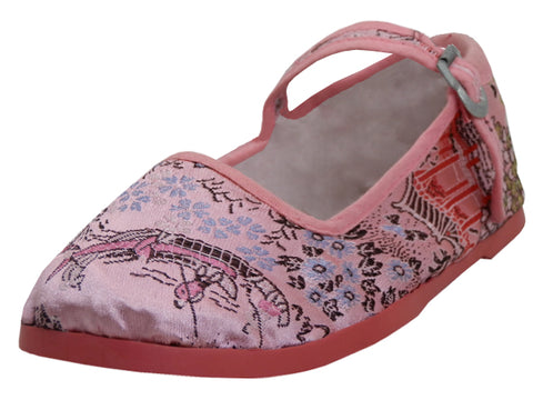T2-119-I - Child's Satin Brocade Upper Classic Mary Jane Shoes