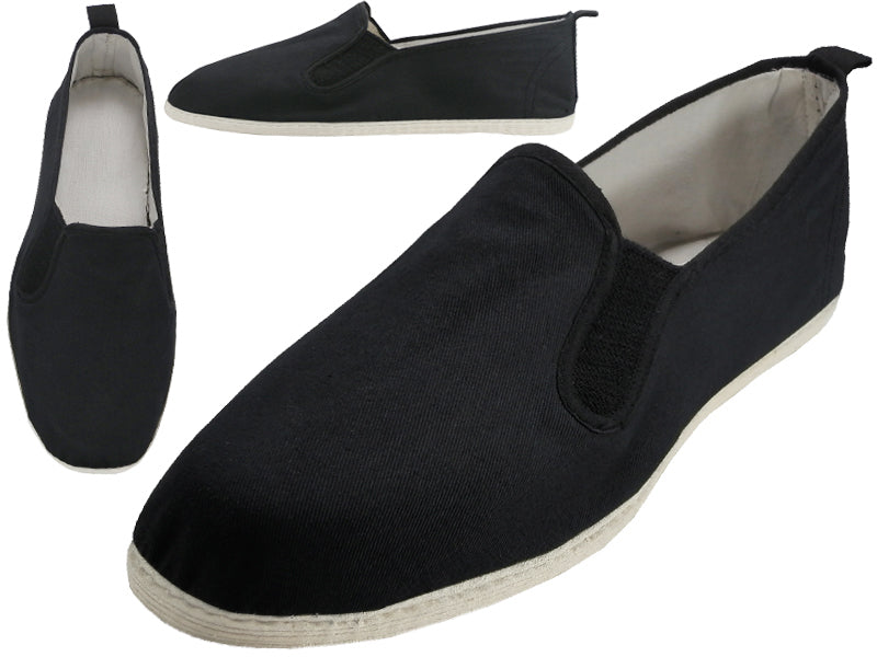 T2-303-M - Wholesale Men's Slip on Twin Gore Cotton Upper & White Cotton Out Sole Kung Fu/Tai Chi Shoes