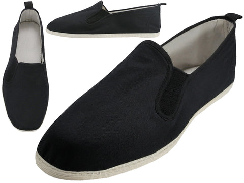 T2-303-M - Wholesale Men's Slip on Twin Gore Cotton Upper & White Cotton Out Sole Kung Fu/Tai Chi Shoes