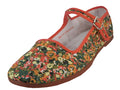 T5 - Women's Cotton Upper Printed Classic Mary Jane Shoes Red Daisy Floral Printed (T5-1167) T5-1167-6TO10