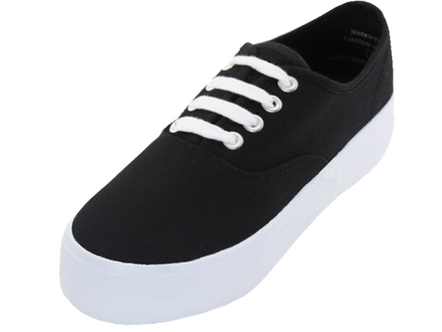 U777L - Women's Lace Up Platform Canvas Shoes