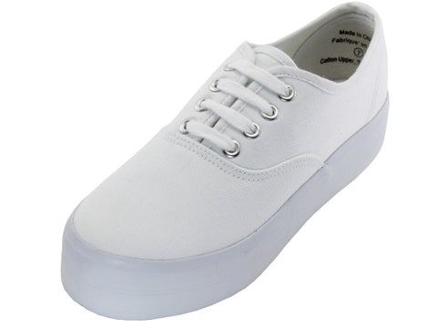 U777L - Women's Lace Up Platform Canvas Shoes