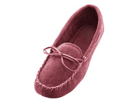 W080003 - Women's "Easy USA" Insulated Leather Upper Moccasins House Slipper