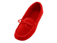 W080003 - Women's "Easy USA" Insulated Leather Upper Moccasins House Slipper