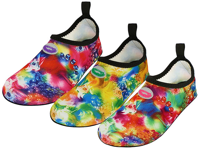 W1122L-A - Wholesale Women's "Wave" Super Soft Elastic Nylon Upper, Fantasy Printed Yoga / Aqua Sock Water Shoes