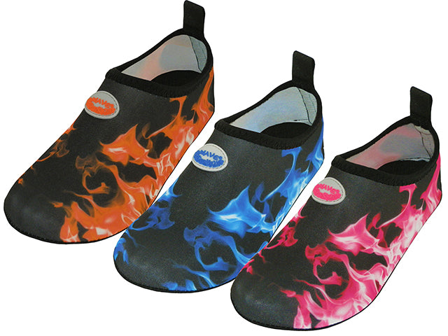 W1133L-A - Wholesale Women's "Wave" Super Soft Elastic Nylon Upper Flame Printed Yoga / Aqua Sock Water Shoes