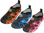 W1133L-A - Wholesale Women's "Wave" Super Soft Elastic Nylon Upper Flame Printed Yoga / Aqua Sock Water Shoes