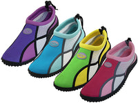 W1183L-A - Wholesale Women's "Wave" Multi Color Nylon Upper With TPR. Outsole Water Shoes