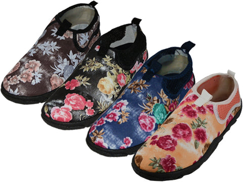 W1196L-A - Wholesale Women's "Wave" Nylon Upper With TPR. Outsole Floral Printed Water Shoes
