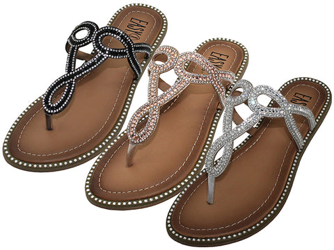W2222L-A - Wholesale Women's "Easy USA" Rhinestone Upper Sandals