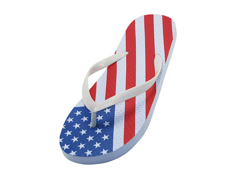 W2270 - Wholesale Women's "Easy USA" US Flag Print On Top Fip Flops Sandals