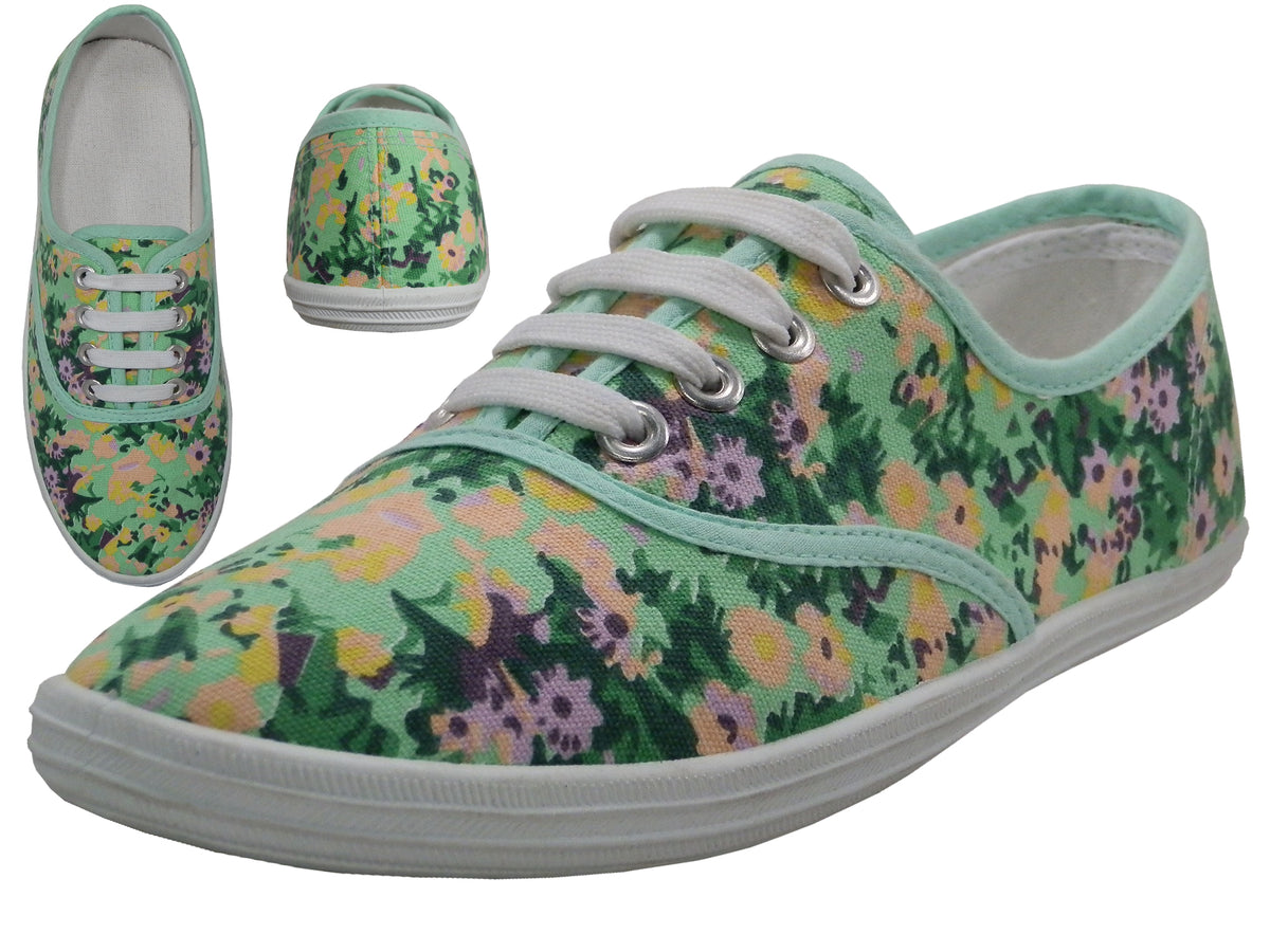 W3027 - Wholesale Women's "Easy USA" Casual Print Canvas Lace Up Shoes