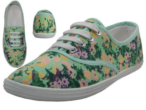 W3027 - Wholesale Women's "Easy USA" Casual Print Canvas Lace Up Shoes