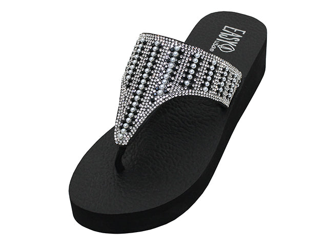 W388L - Women's "Easy USA" Rhinestone Upper Wedge Eva Sandals