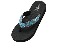 W477L - Wholesale Women's Rhinestone Sandals (Blue)