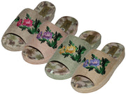W5160-A - Wholesale Women's Cloth Open Toes Flower Embroidery Upper House Slippers