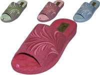 W5170-A - Wholesale Women's Cloth Open Toes Floral Embroidery Upper House Slippers