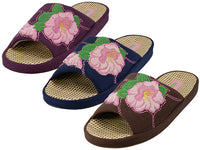 W5180-A - Wholesale Women's Cloth Flower Embroidery Upper Open toe House Slippers